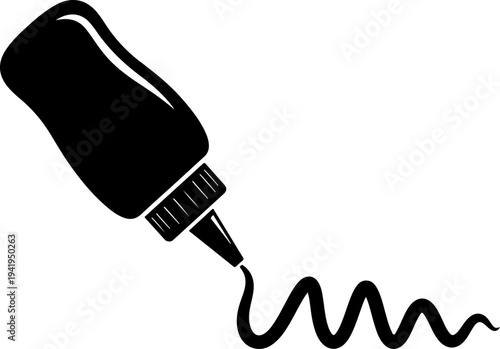 Squeeze Bottle Drawing Zigzag Cheese Line vector illustration