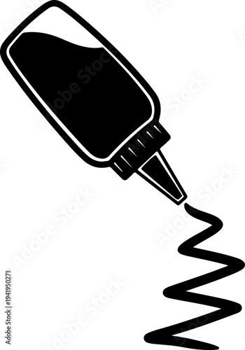 Squeeze Bottle Drawing Zigzag Cheese Line vector illustration