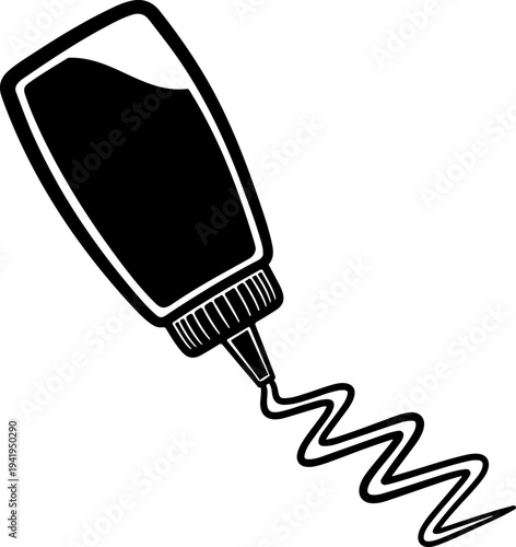 Squeeze Bottle Drawing Zigzag Cheese Line vector illustration