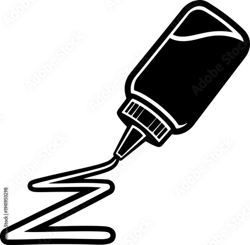 Squeeze Bottle Drawing Zigzag Cheese Line vector illustration