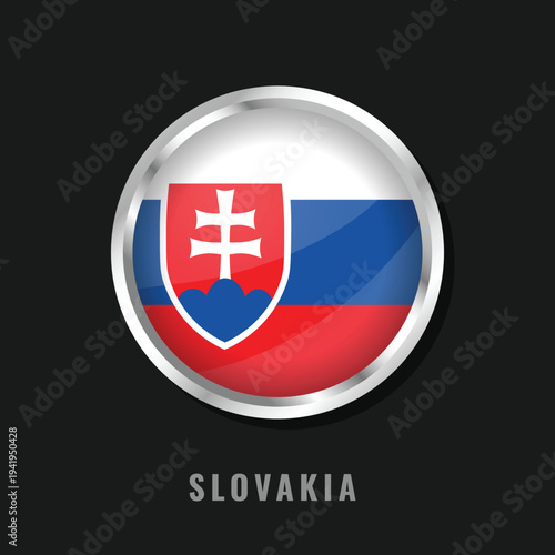 Circular glossy national flag of Slovakia with a silver frame. Features the white, blue, and red tricolor with the national coat of arms, symbolizing the country's heritage Free Download Circular glossy national flag of Slovakia with a silver frame. Features the white, blue, and red tricolor with the national coat of arms, symbolizing the country's heritage - GFXLoad