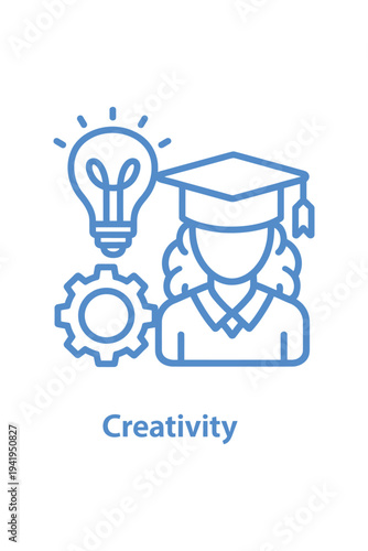 Blue Line Icon Representing Creativity, Innovation, and Academic Thinking