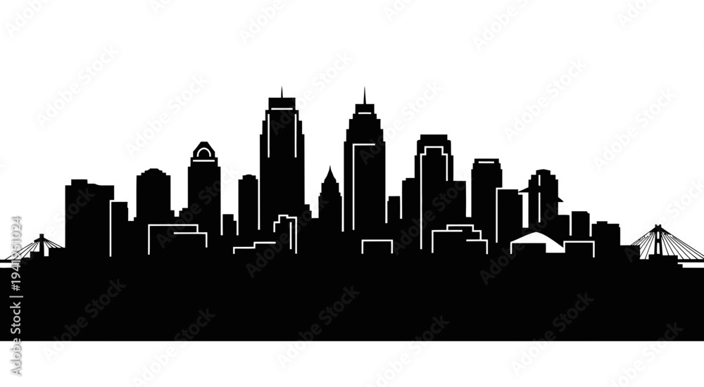 Fototapeta premium City skyline silhouette with modern architecture