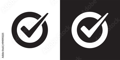 Checkmark icons in black and white on split background