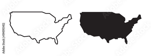  USA country map sign symbol icon set