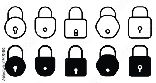 Lock symbol icon set