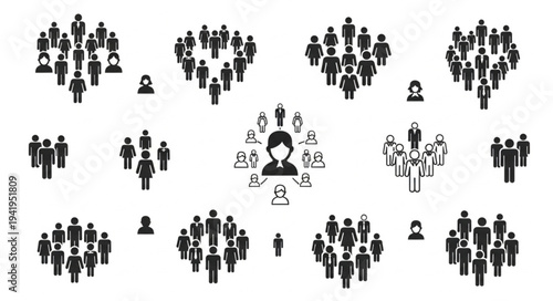 Diverse Groups of People in Silhouette - A Visual Representation of Community and Connection.