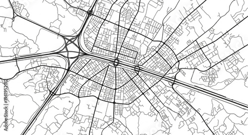 Detailed City Plan Depicting Road Networks and Urban Layout.