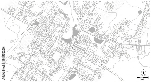 Detailed aerial map showcasing urban planning and infrastructure layout.