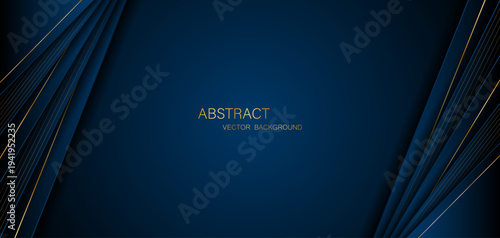 Blue background with elegant golden lines, use for template or cover. Elegant premium blue background. vector illustration
