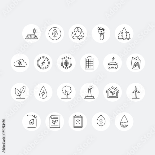 Sustainability And Renewable Energy Thin Line Icon Set Editable Stroke