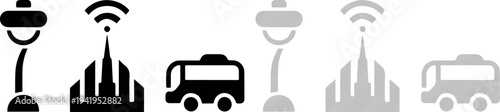 Transport vehicle icons in a simple vector illustration set for transportation and delivery design