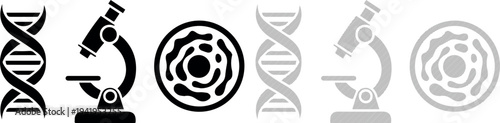 Science Icons Microscope DNA Helix Laboratory Research Symbols