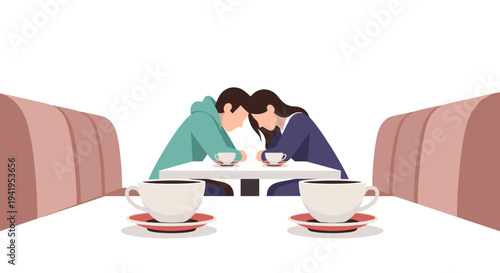 Café moment: two people sharing a quiet coffee break in minimalist