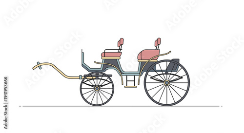 Elegant horse carriage in minimalist flat design with soft pastel