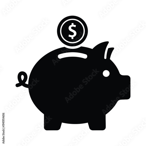 Piggy bank icon silhouette vector designs. piggy bank icon set. Piggy bank saving money icons. Baby pig moneybox symbol of savings and investment. 