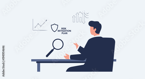 Businessman analyzing data vector illustration