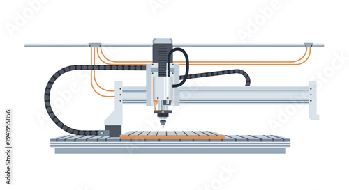 Modern flat design cnc machine for precision manufacturing and