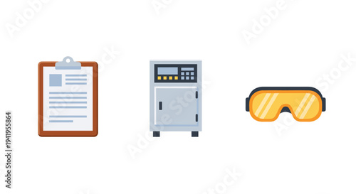 Industrial safety and equipment icons with flat design
