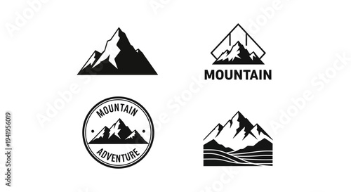 Peak Explorer Pack – Minimal Mountain Silhouette Logo Set