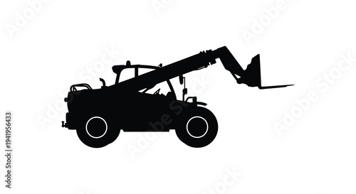 A stark black silhouette of a telehandler machine showcasing its robust build silhouette high quality professional