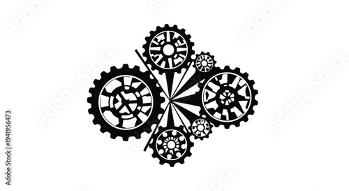 steampunk gear mechanism industrial illustration