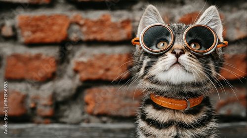 A funny kitten wearing styl...