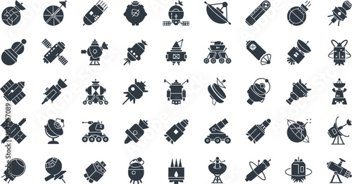 Collection of modern space and astronomy icons for commercial use
