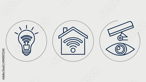 Set of 3 smart home security icons vector