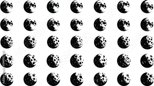 Collection of moon phases in black and white