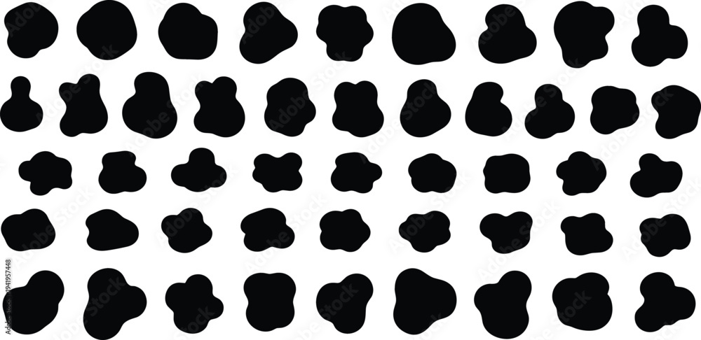Fototapeta premium Abstract organic blob shapes collection with irregular fluid silhouettes for modern design, creative backgrounds and decorative graphic elements set