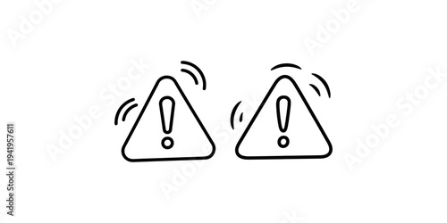 Two warning sign icons with exclamation marks, depicting danger, alert, or important notice, with a subtle animated effect on white background