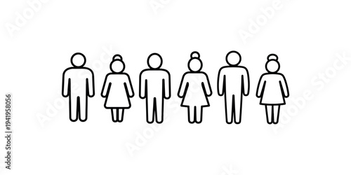 Group of diverse people icons including male and female figures for community society teamwork population demographics and social connection concept design