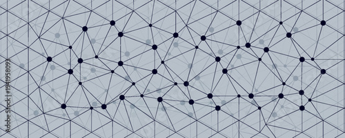 Digital computer data and network connection triangle lines and dots in futuristic technology concept background. Abstract graphic design illustration