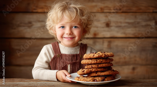 Boy holding a plate of fres...