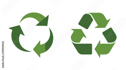 Recycle Symbol Icon Set With Circular Arrows, Recycling Signs And Environmental Sustainability Concept