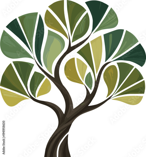 Create a different kinds of Beautiful abstract tree life decoration element. Vector illustration of tree with branch and leaves art with white background