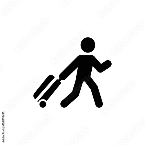 Tourist. Passenger hold bag vector icon