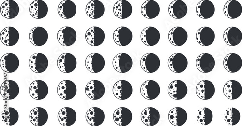 Various moon phases in a visually appealing seamless pattern