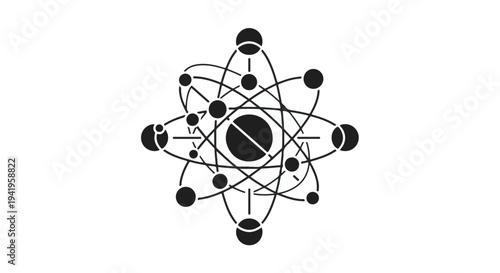 black atom symbol illustration science education