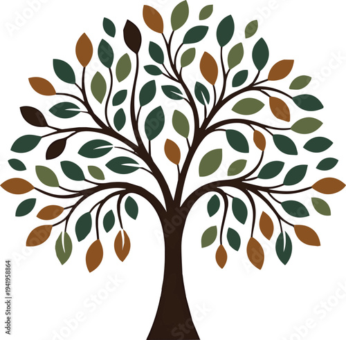 Create a different kinds of Beautiful abstract tree life decoration element. Vector illustration of tree with branch and leaves art with white background