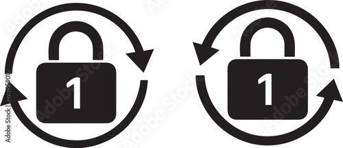 Dual synchronized padlock icons with circular arrows