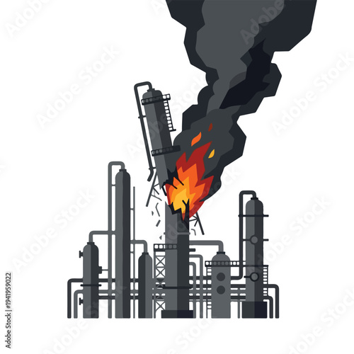 vector flat oil refinery tube explodes and burns 7