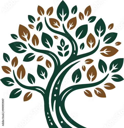 Seamless floral pattern with flowers.Beautiful abstract tree life decoration element. Vector illustration of tree with branch and leaves art with white background