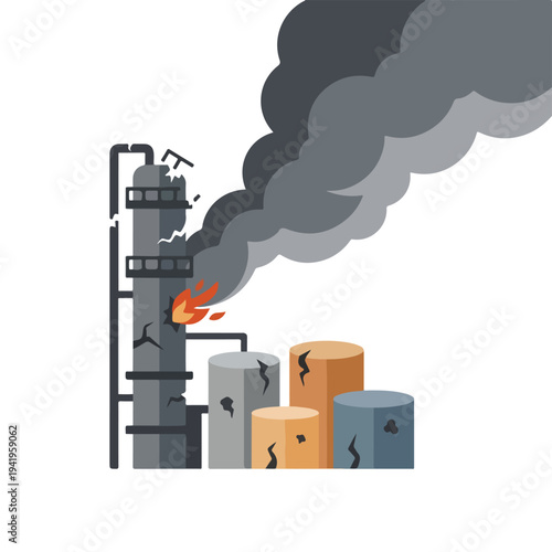 vector flat oil refinery tube explodes and burns 008