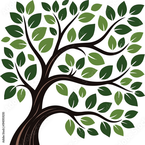 Create a different kinds of Beautiful abstract tree life decoration element. Vector illustration of tree with branch and leaves art with white background
