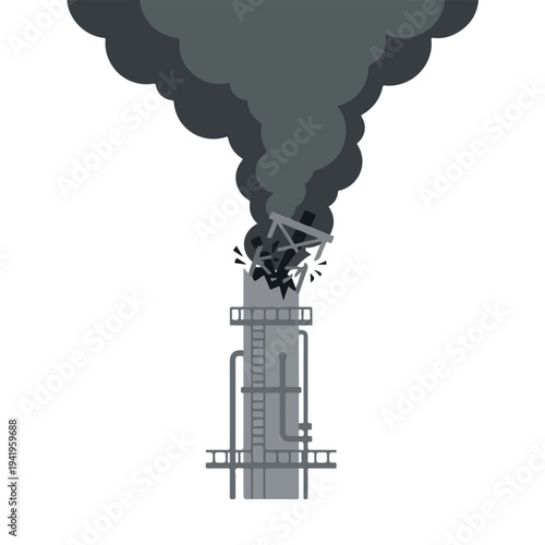 vector flat oil refinery tube explodes and smoke 09