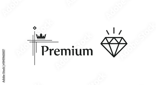 Premium quality symbol with crown and diamond icon