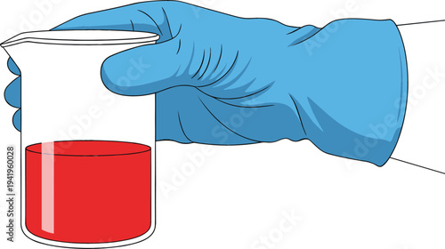 Scientist hand holding laboratory test tube with red liquid sample, medical research and chemical experiment concept for healthcare and diagnostic analysis