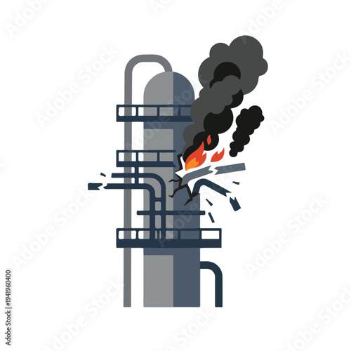 vector flat oil refinery tube explodes and burns 05